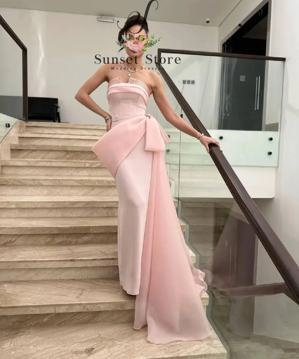 

Customized Jersey Sequined Sheath Strapless Long Dresses Bespoke Occasion Party Elegant Fashion High Quality