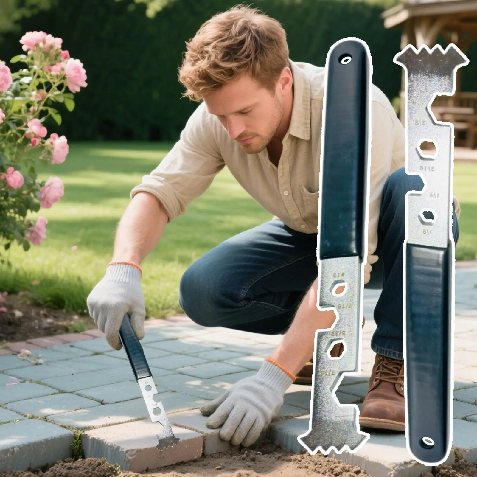 2 قطعة مجموعة أدوات إزالة وتقسيم رصف دليل رافع الثقيلة لأرضيات الطوب فناء اللوح لتقوم بها بنفسك مشروع المناظر الطبيعية #1