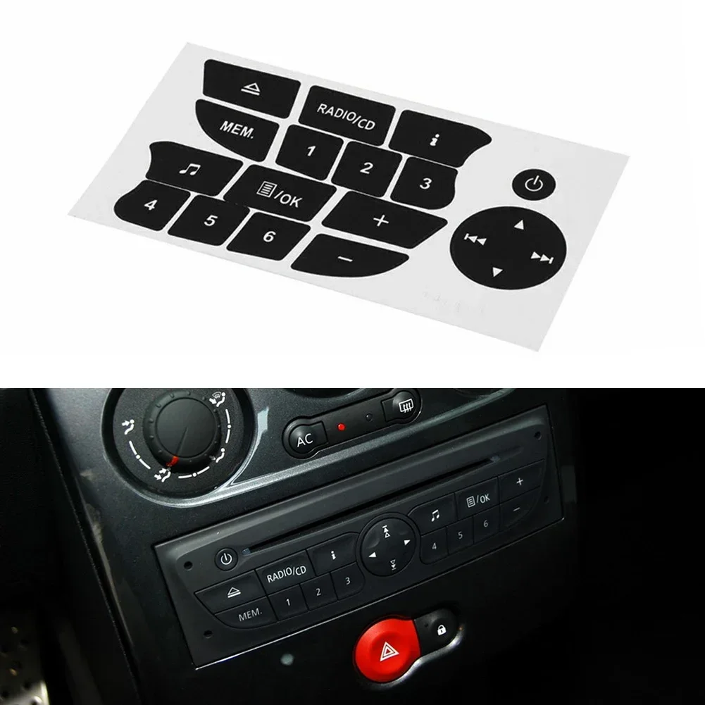 Car Button Repair Stickers CD Radio Audio Button Repair Stickers For Twingo For Renault Clio Megane 2009-2011