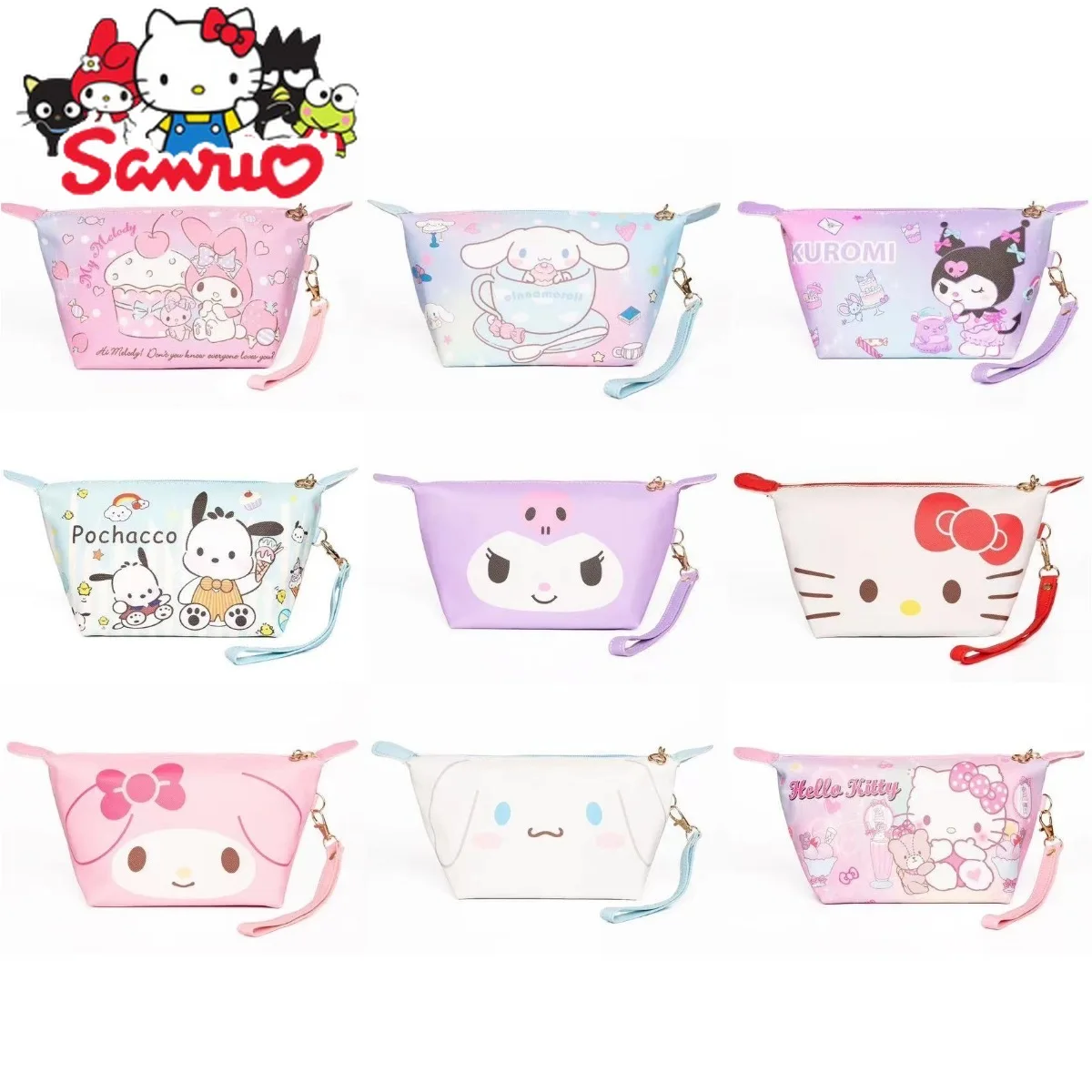 

MINISO Melody Kuromi Hello Kitty Cinnamoroll Pochacco Leather Portable Hand Carrying Coin Purse Storage Wash Bag Cosmetic Bag