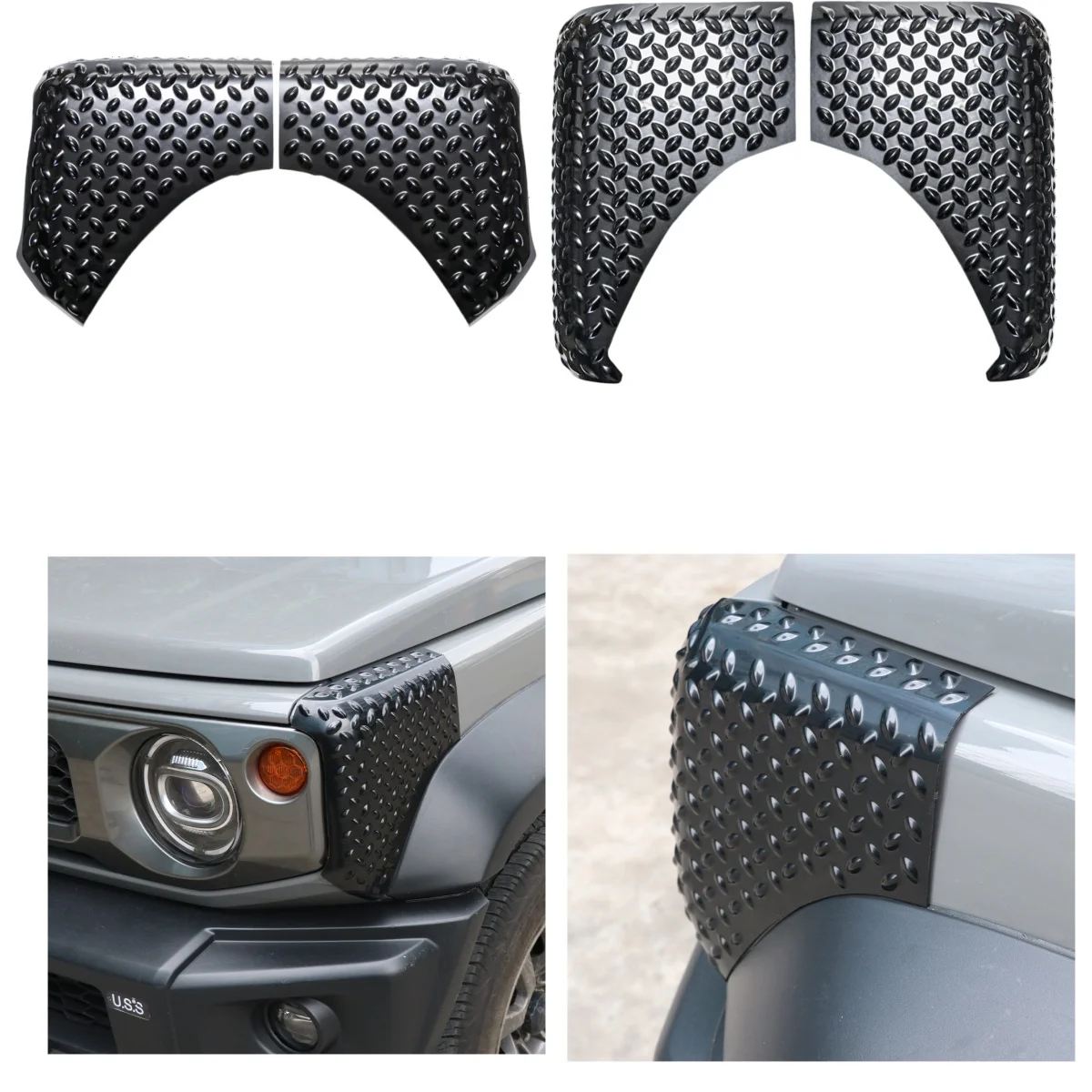 

Защитные накладки на задние фонари/уголки крыльев в стиле указателей поворота, черные, JMN00066, материал ABS, для моделей 2019+