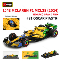 Bburago 1:43 McLaren 2024 MCL38 Monaco GP F1 Formula Racing Car Static Simulation Diecast Alloy Model Car Acrylic Box