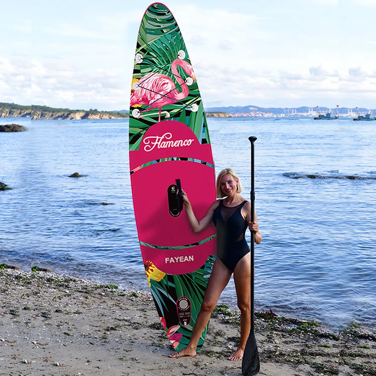 Fayean satu lapisan papan dayung selancar flamingo merah muda berdiri papan surfboard sup tiup