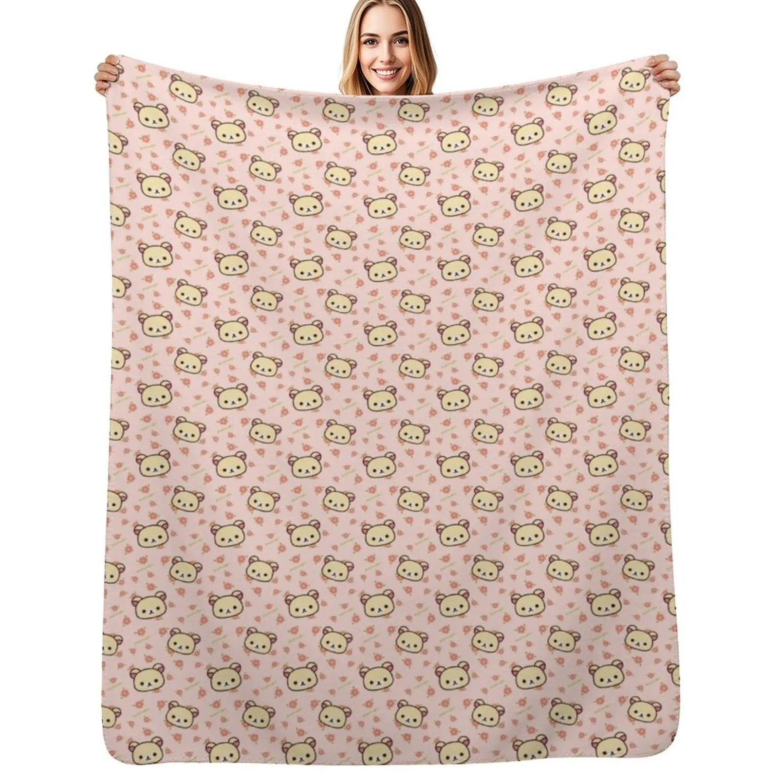 

Korilakkuma - pink Throw Blanket Luxurious Soft Fuzzy Blanket for Sofa Bed