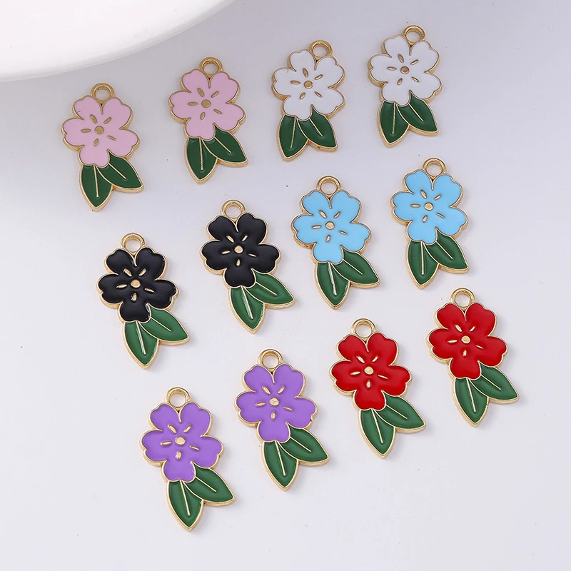 Duarte 20 Pz/lotto Carino Smalto Sakura Fiore Pendenti con Ciondoli per la Produzione di Gioielli Orecchini Collane Braccialetto Artigianato FAI DA TE Accessori