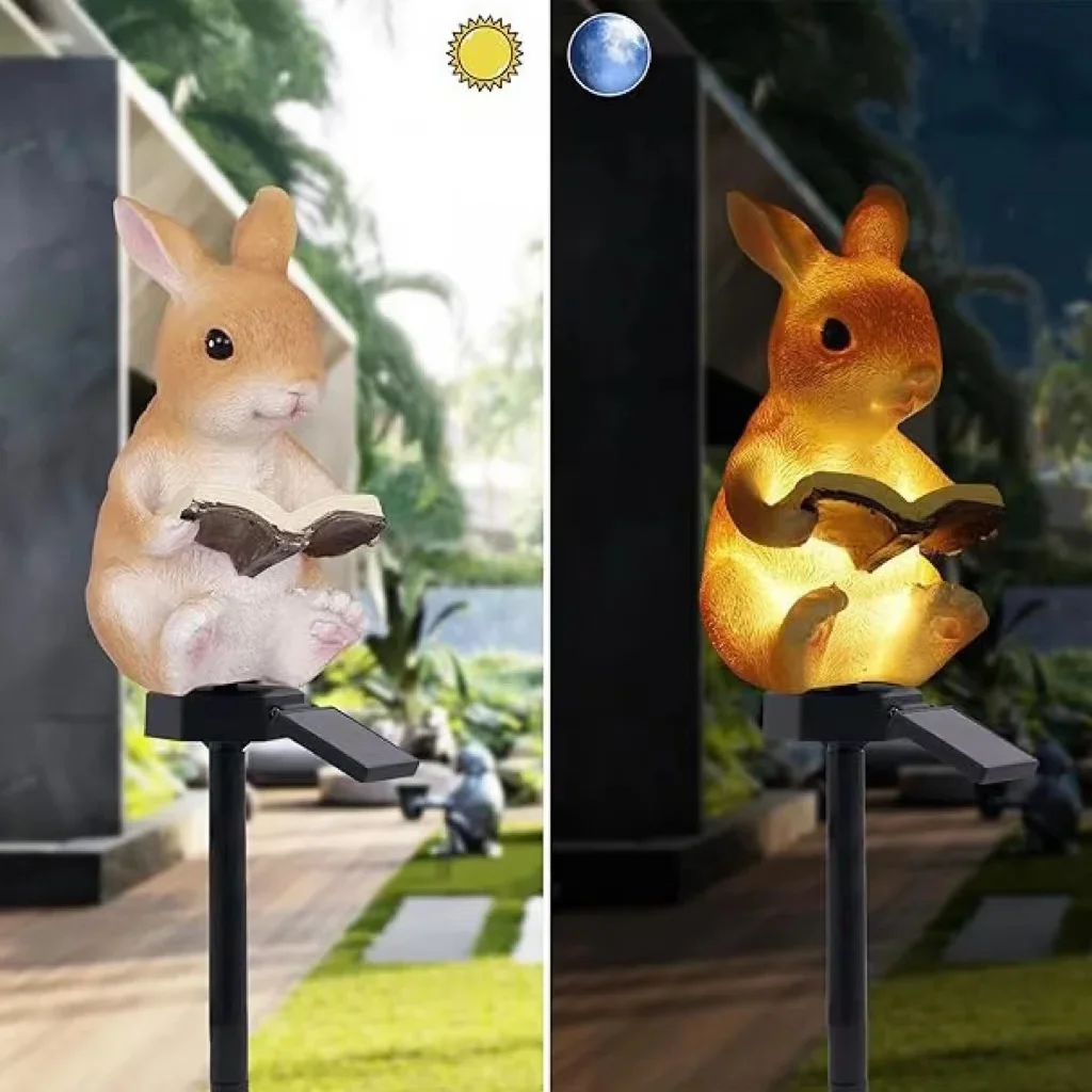 Solar Lamp for Reading Rabbit Lamp Resin Crafts Led Outdoor Lighting Decorative Landscape Lamp Solar Garden Lamp Lawn Lamp for C
