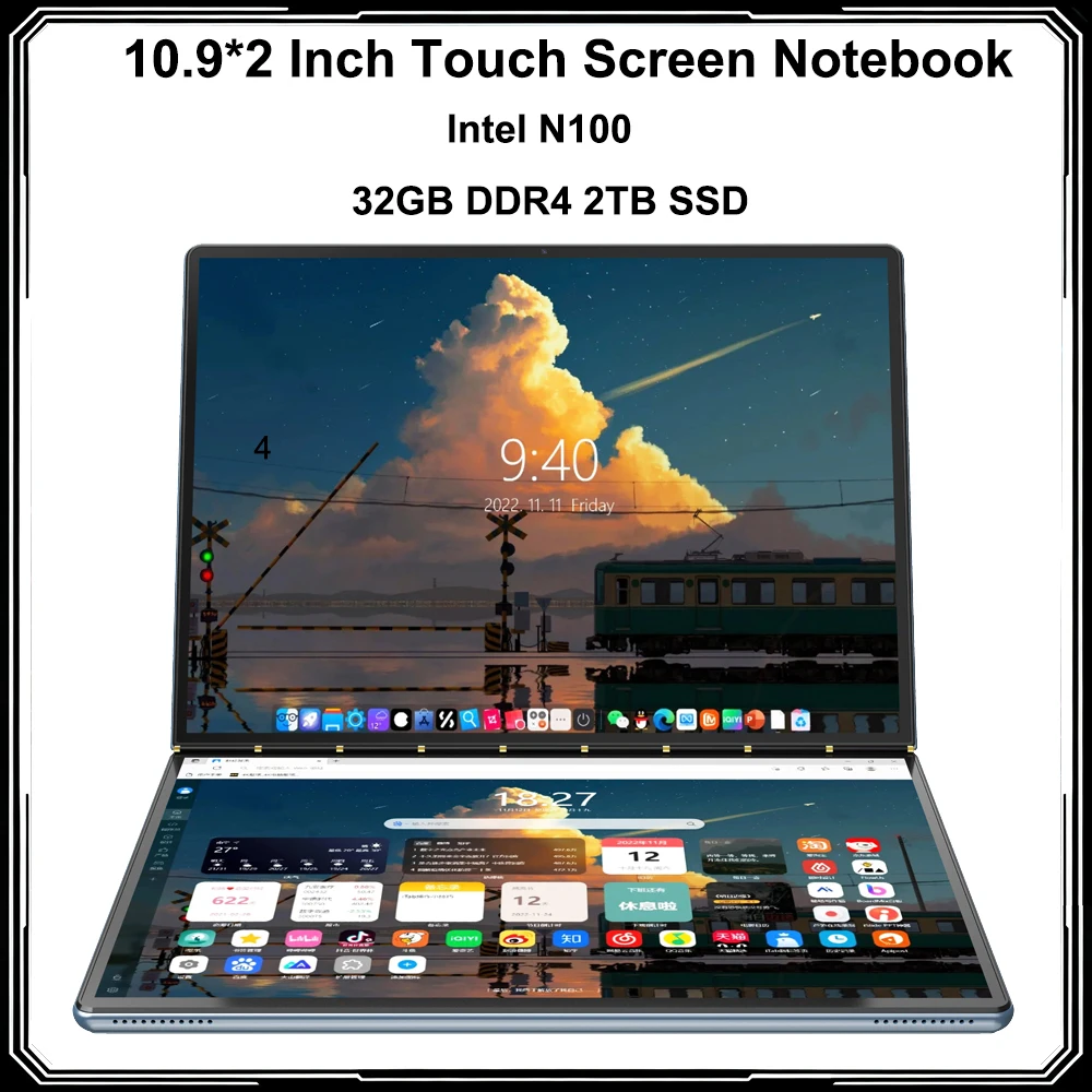 10.9" Dual Touch Screen 2-in-1 Screen Notebook Intel N100 32GB DDR4 2TB SSD WIFI6 Portable Business Laptop For Office Design