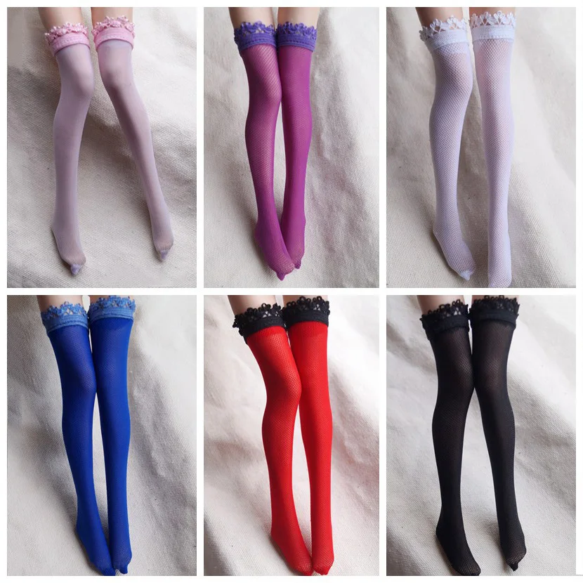 1/6 Female Sexy Lace Mesh Socks Overknee Net Socks High Tubo Stockings Model for 12 Inch Action Figure Body