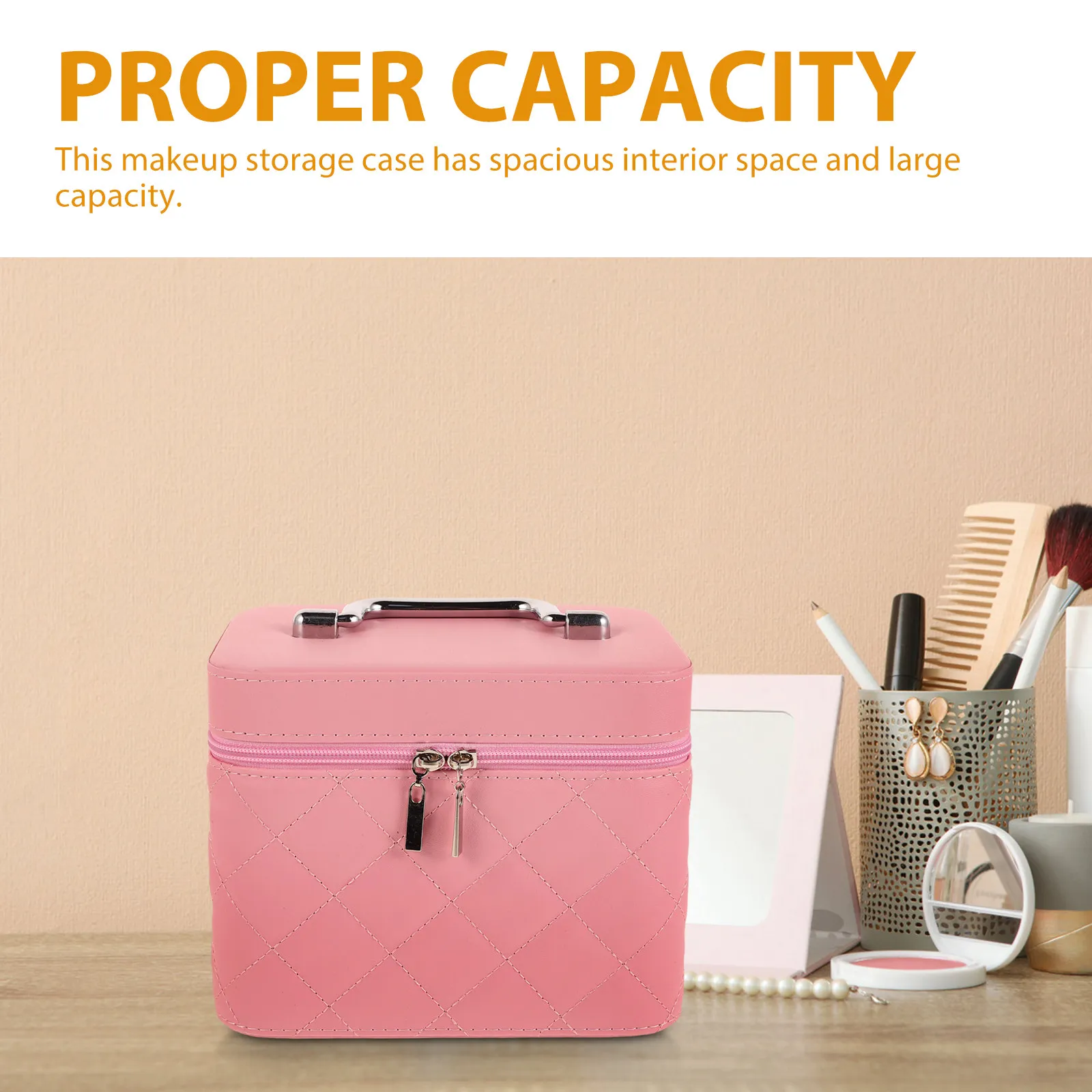 Luxury Makeup Organizer Case Portable Convenient Handle Multi Functional Travel Case for Daily Use Weekend Getaway