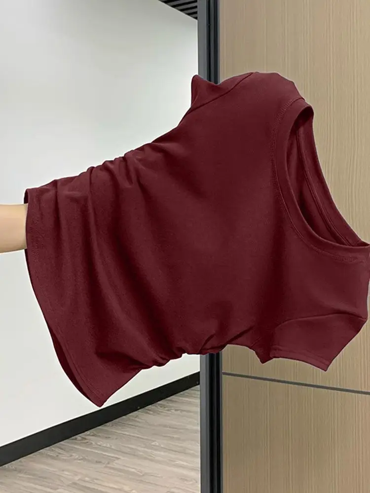 Damen-Sommer-Kurzarm-Top für modisches, vielseitiges Basishemd, schmale Passform, Rundhals-T-Shirt, lässig und sexy, atmungsaktiv und cool – Detail 8