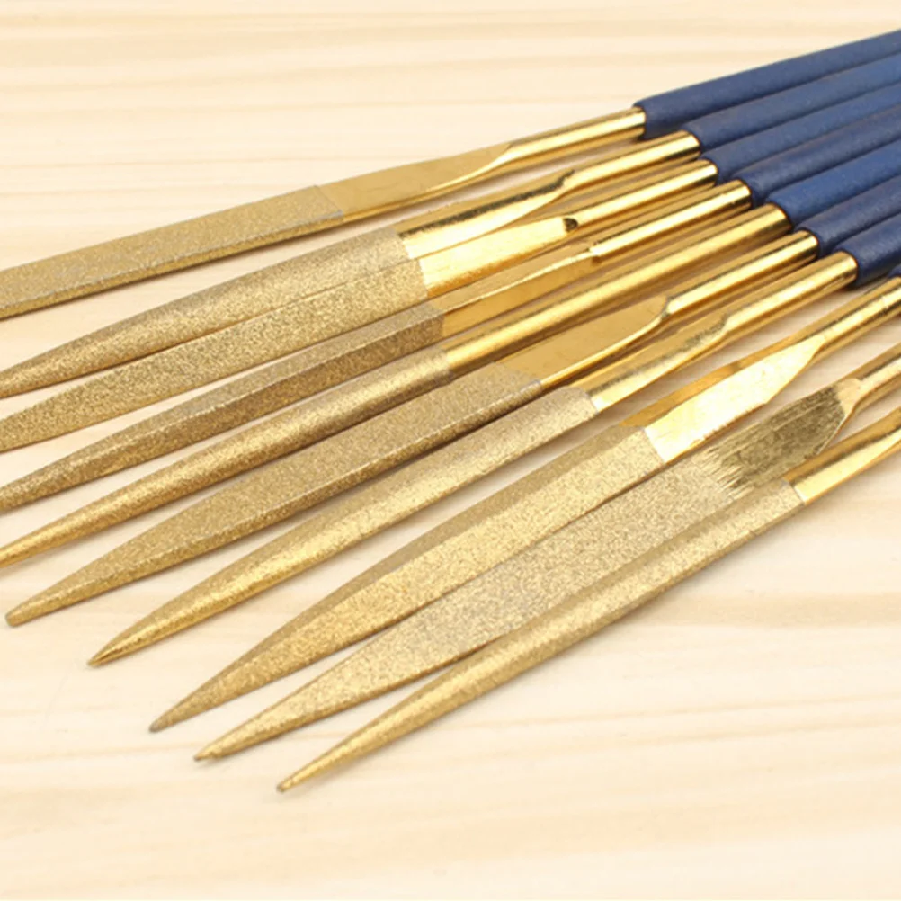 

10 pcs Diamond Coated Needle File Set 3X140Mm For Wood Stone Marble Jewelry Carving Craft Repair Grinding Tools Files Hand Tool