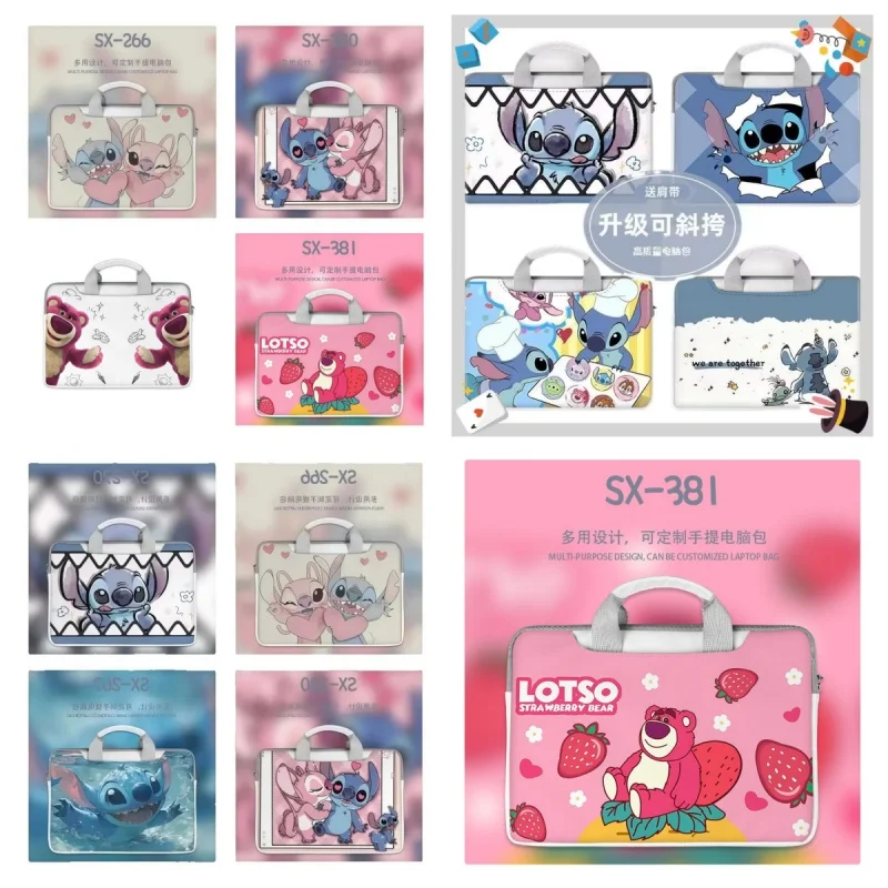 

Stitch Сумка для ноутбука Большая сумка Сумка для ноутбука Портфель Подходит для 13, 14, 15,6, 17 дюймов Сумка для ноутбука Apple Huawei Asus Dell Student Gif