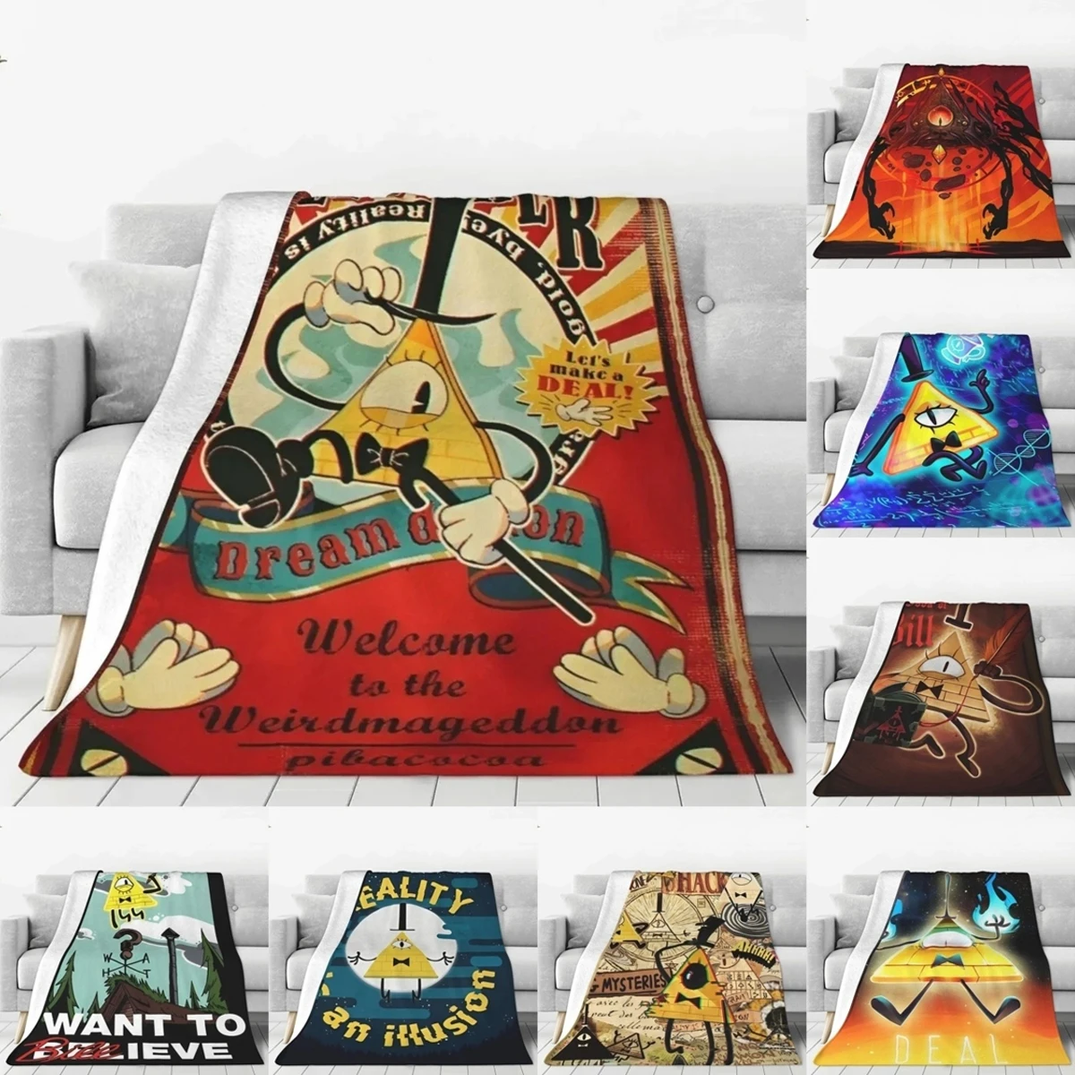 Gravity Falls Bill Cipher Blanket Fleece Textile Decor Cartoon Anime Portable Super Soft Throw Blanket for Bedding Couch Quilt