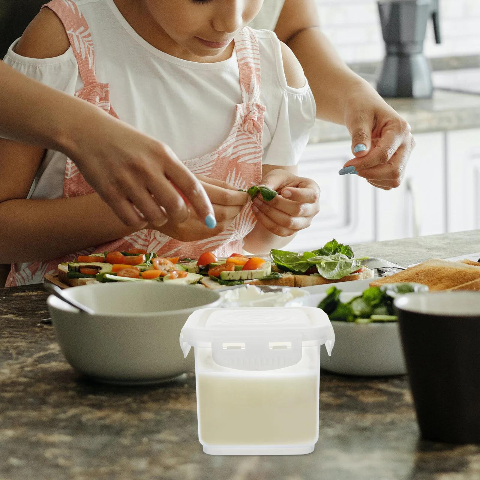 

1pc Clear Yogurt Storage Box Large Capacity Airtight Food Container For Bread Fruits Beans Dry Coffee Grain Kitchen Organizer