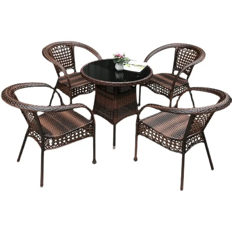 

Balcony small table and chair rattan three-piece combination casual tea table courtyard rattan outdoor
