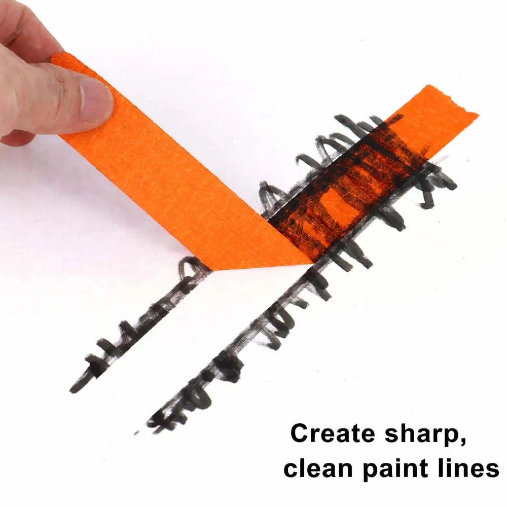 3 Pack Orange Painters Tape - Masking Tape ,Smart Adhesion, Indoor & Outdoor Paint Tape for DIY, Labeling, Art, Car image 6