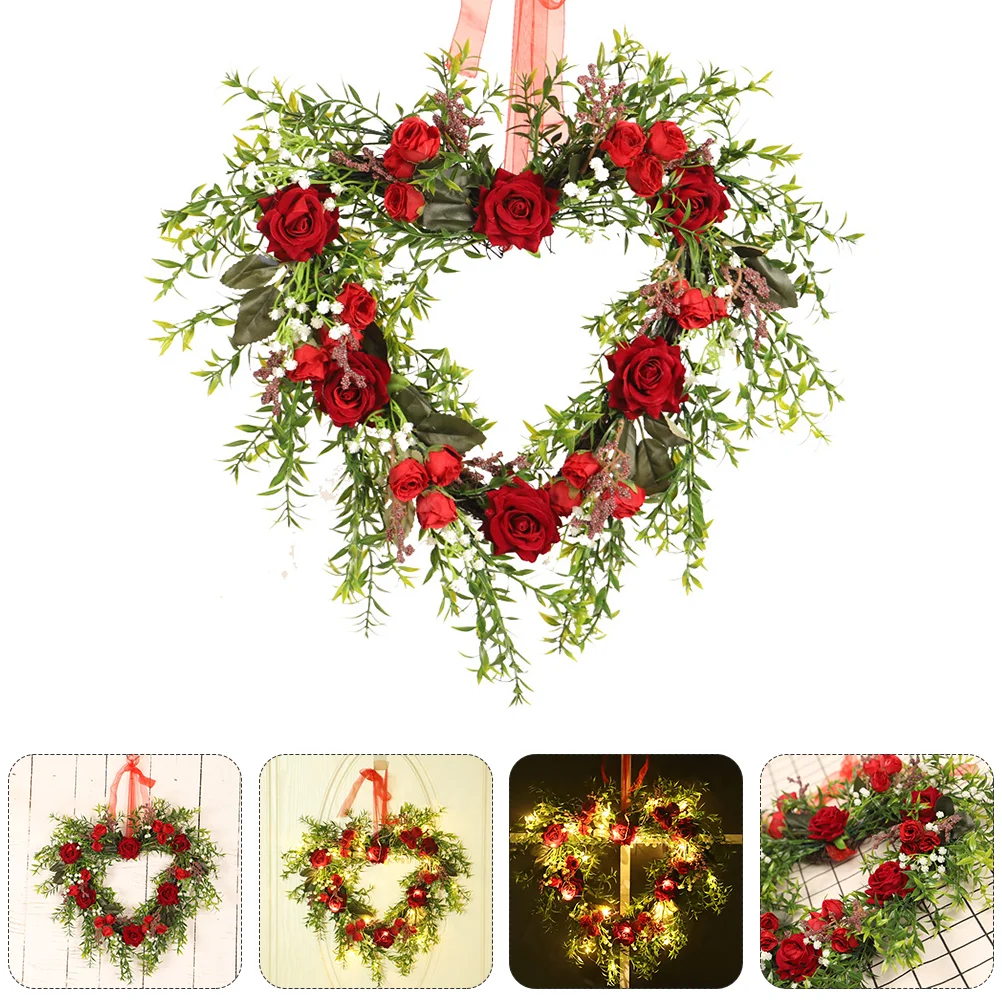 

Glowing Rose Garland Shop Hanging Delicate Wreath Wedding Decor Fresh Style Door Wall Luminous Berry Ornament