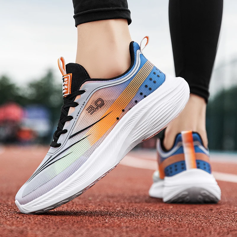 

Professional Running Shoes Men Casual Breathable Lightweight Sneakers Male Training Shoes Non-Slip Track Tennis Walking Orange