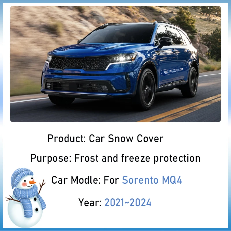 Car Snow Shield For Kia Sorento MQ4 2021 2022 2023 2024 Winter Front Windshield Anti-Freeze Cover Outdoor Sunshade Accessories