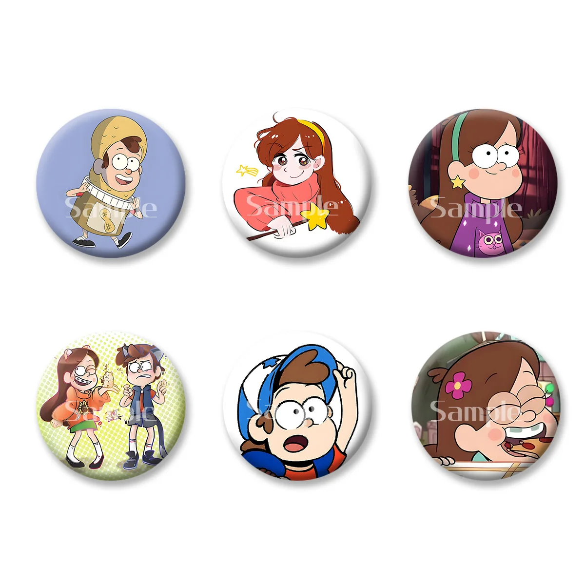 

Gravity Falls Mabel Dipper Anime Cartoon Flash Badge Keychains Makeup Mirror Fridge Magnet ACG Goods Game Peripherals Toy Gift
