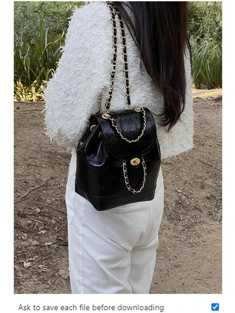Trendy Bucket Bag Women's Crossbody Bag Chain Design College Students High Quality Fashionable Shoulder Bag Korean Style