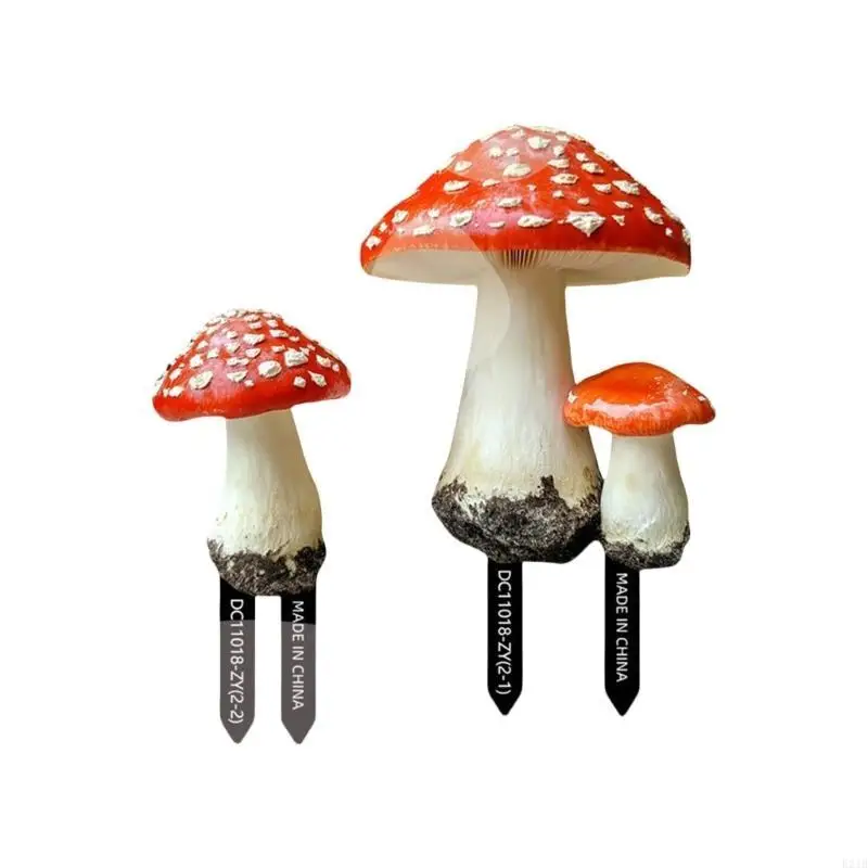 Realistic Mushroom Landscape Stakes Perfect For Garden Enthusiasts Projects 2pcs 