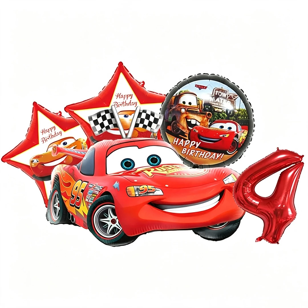 Cartoon Lightning Car Thema Folieballonnen Set Nummer 1-8 Ballon Cartoon Auto Gelukkige Verjaardag Feestdecoratie Benodigdheden Feestartikel