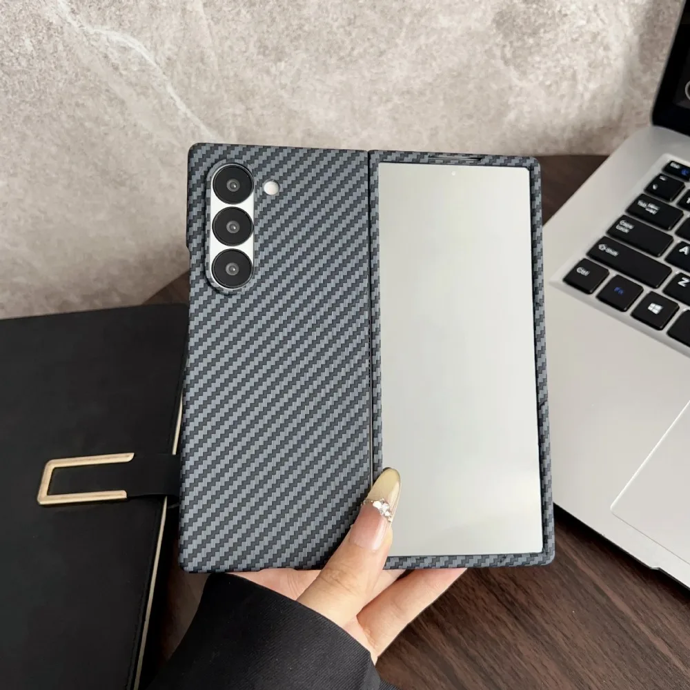 

Кожаный чехол для телефона Magsafe из углеродного волокна для Samsung Galaxy Z Fold 7, 6, 5, 4, 3, 5G, защитный магнитный чехол для беспроводной зарядки