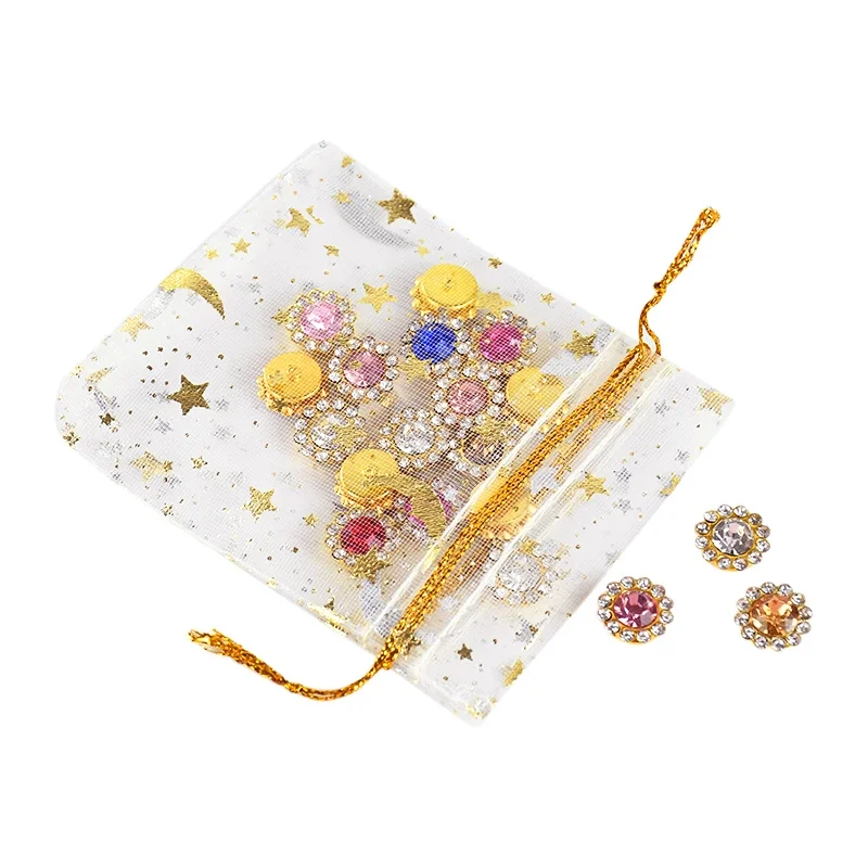 50Pcs Moon Star Drawstring Organza Bags Ramadan Decoration Eid Mubarak Gift Packaging Charm Jewelry Pouch Wedding Party Supplies