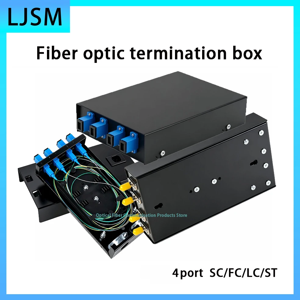 4 Port Fiber Optic Terminal Box SC FC ST LC Empty / Fully Loaded, Telecom Grade Fiber Patch Panel Box, for Network Wiring FTTH