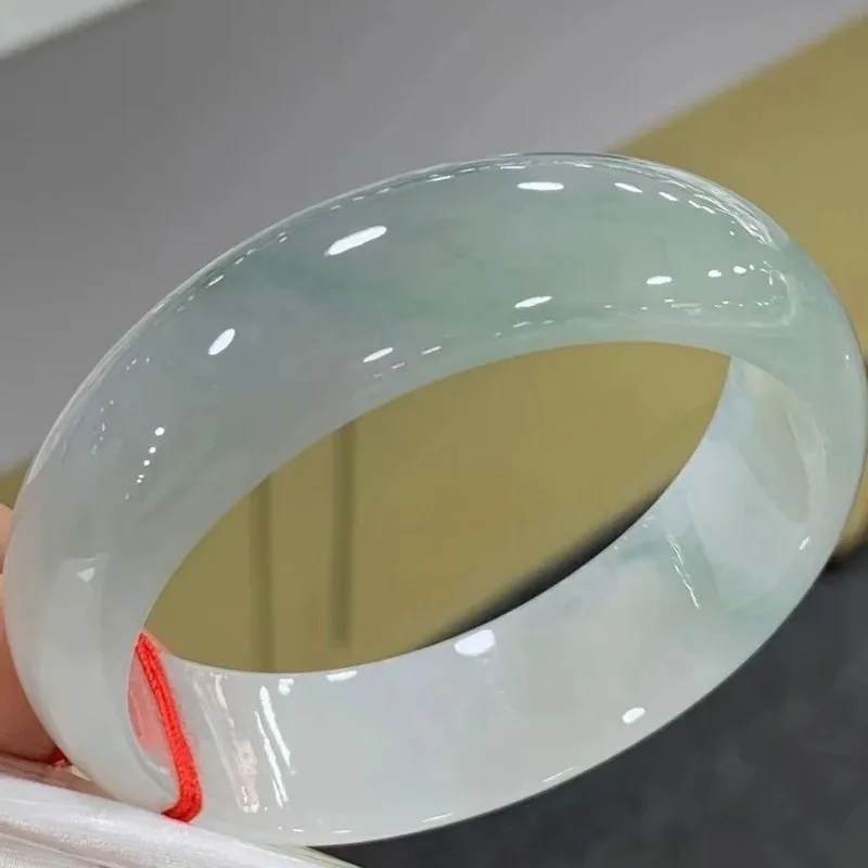 Myanmar natural jadeite  clear water white moonlight jade bracelet