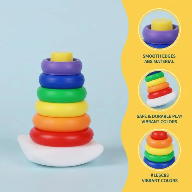 2 Sets Dollhouse Early Learning Rainbow Stacking Toys Puzzle Development Intelligence Rainbow Tower Baby Toy Gift Stack Ring