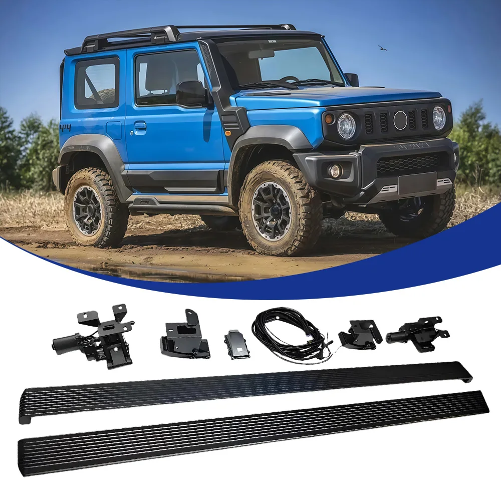 

Подходит для Suzuki Jimny 2/3D 2019-2025: Выдвижные электрические подножки, алюминиевые выдвижные боковые пороги, черные