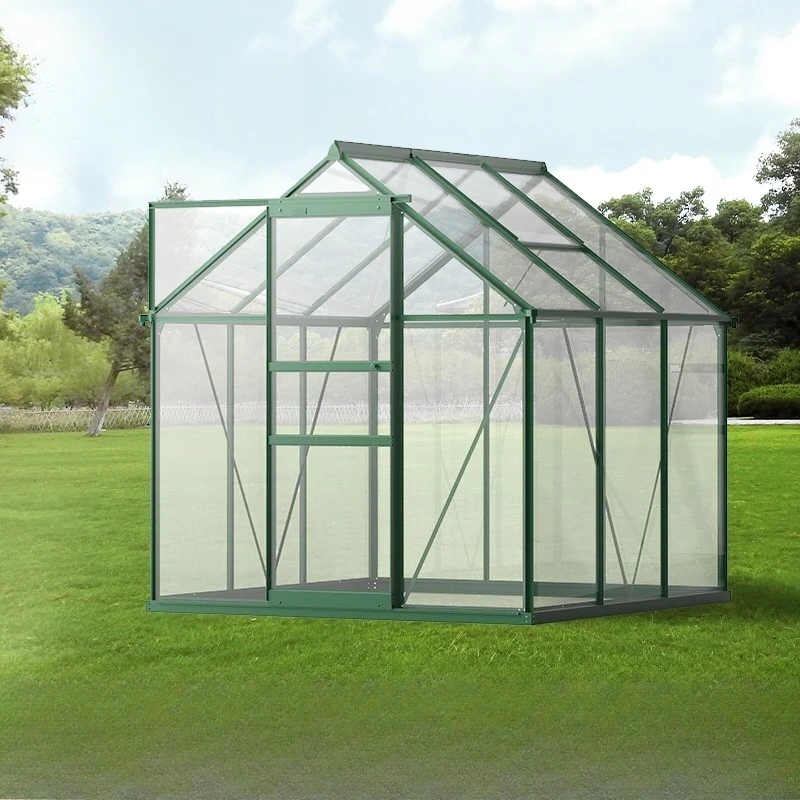 เรือนกระจกสมัยใหม่ขนาดใหญ่เป็นมิตรกับสิ่งแวดล้อมกรอบโลหะอลูมิเนียมโพลีคาร์บอเนตสําหรับสวนงานอดิเรกประกอบง่ายหลังบ้านการเกษตร