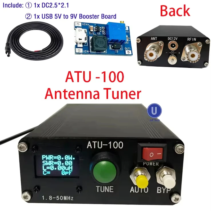 ATU-100 Antenna Tuner 1.8-50MHz HF Shortwave N7DDC 7x7 0.96 Inch OLED Screen 3.2 Firmware Programmed Housing Assembled Ham Radio