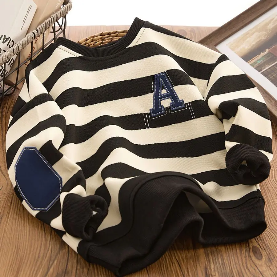 

Boy's Hoody Spring and Autumn 2023 New Loose-Fitting Underwear Top Older Sweater Children's Handsome Sweater