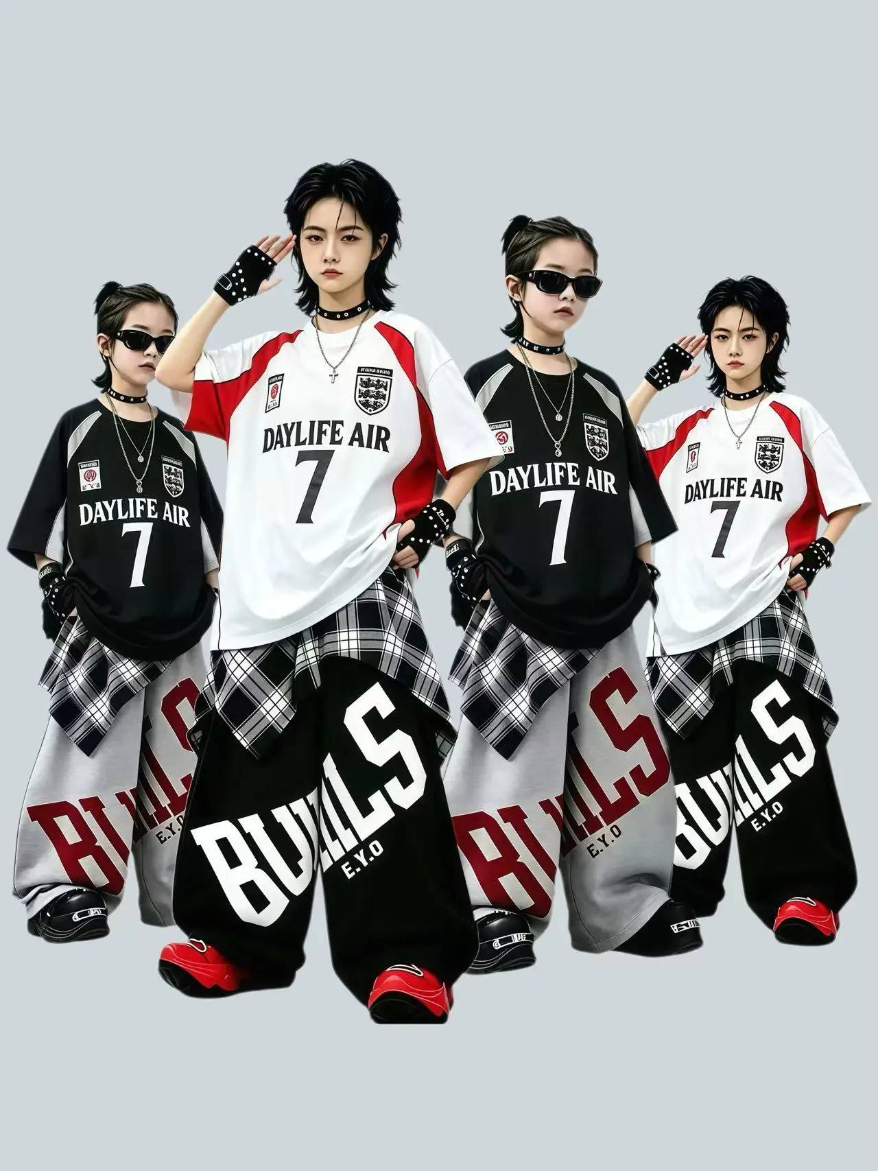 Conjunto de Dança Hip Hop Estiloso para Meninos, Roupa de Prática Fashion, Estilo Motociclista, Vestuário de Performance em A...