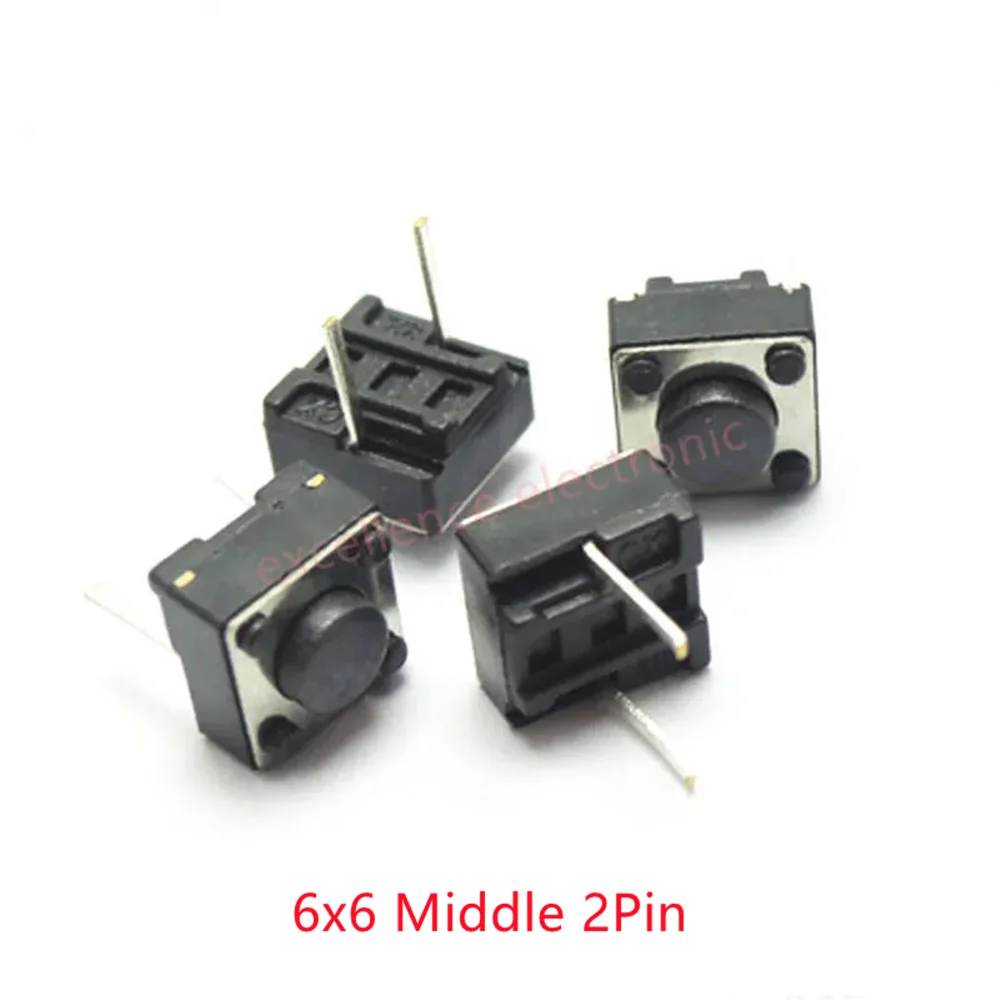 100 PCS 10 Models 6*6 Tact Switch Tactile Push Button Switch Kit Height: 4.3~13MM DIP/SMD 2 Pin/4 Pin Micro Key Switch 6x6x5mm