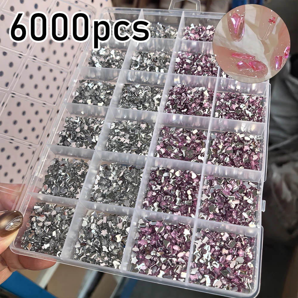 

24 сетки розовые и прозрачные 3D-бабочки, банты, любовь, пентаграмма, ромбовидные драгоценные камни для маникюра DIY Kawaii нерегулярные мини-стразы для ногтей