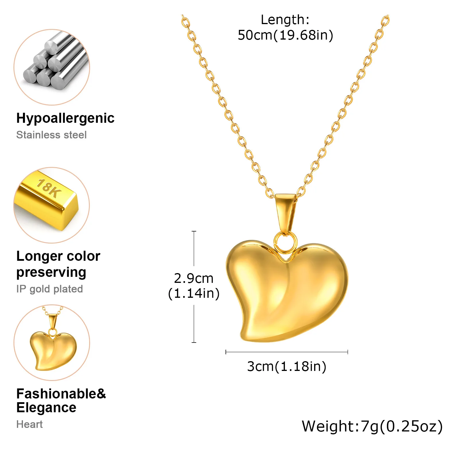 สร้อยคอหัวใจอ้วนหนา จี้รูปความรัก โซ่สแตนเลสปรับได้ เครื่องประดับ Y2K