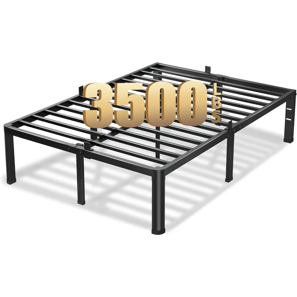 

20 Inch Queen Bed Frame, 3500Lbs Heavy Duty Metal Platform with Round Corner Legs Mattress Slide Stopper, Steel Slat Support No