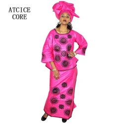 Vestido africano para mujer, diseño bordado Bazin Riche, Top para mujer con rapero