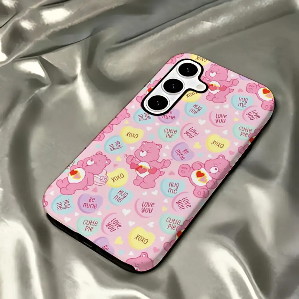 Cartoon Pop Cute Rainbow Bear ins Phone Case For Samsung Galaxy S25 S24 S23 S22 S21 Plus Ultra 2-in-1 Glossy shell