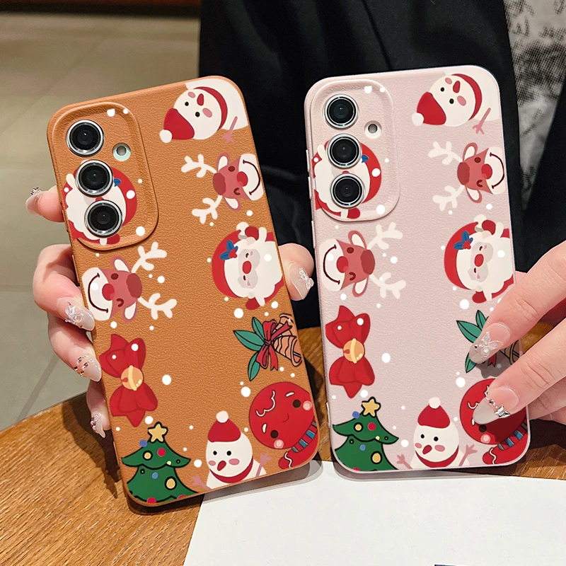 Christmas Case For Samsung Galaxy A55 A54 A53 A52 A16 A15 A14 A35 A34 A25 5G S20 FE S21 S22 S23 S24 Ultra Santa Claus Snowman