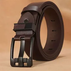 Leather Men's Belt Fashion Metal Alloy Pin Buckle Adult Luxury Brand Jeans Business Casual Waist Male Strap Brand