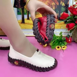 2022 New Fashion Leather Women's Autumn Loafers Designer Flats Ladies Sewing Platform Sneakers Mom Cozy Moccasins Women's shoes