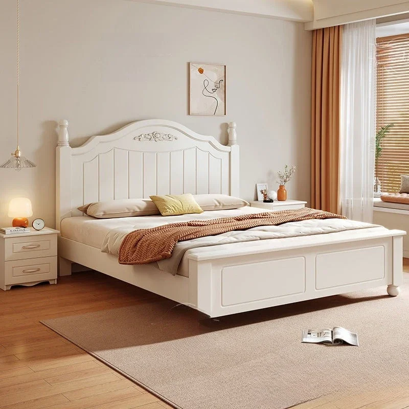 

Solid wood bed Modern simple master bedroom double bed bed frame