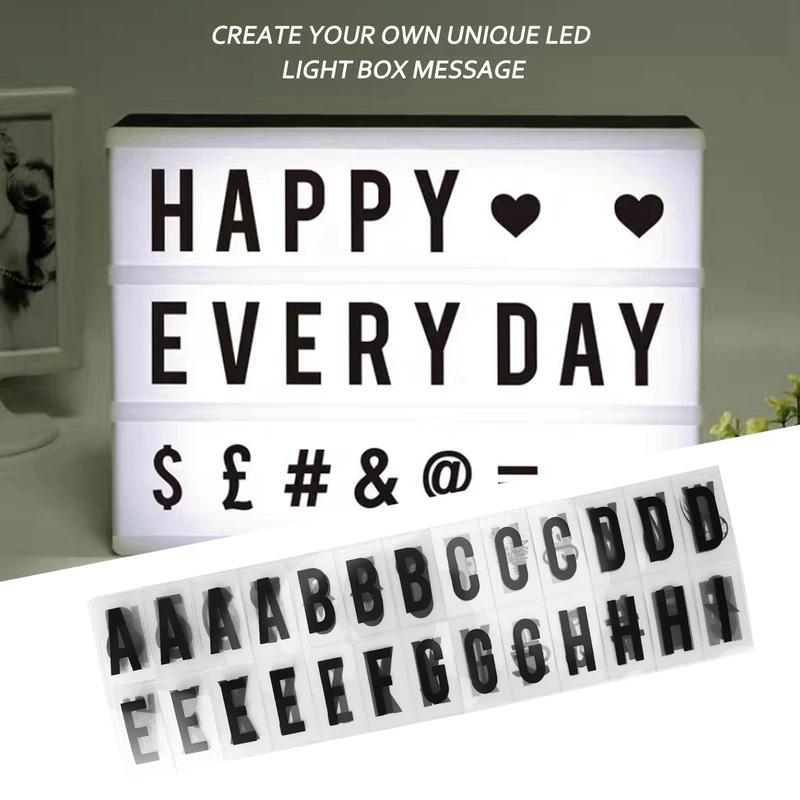 312Pcs Cinematic Lightbox Replacement Letters & Numbers Signs Black 65.4X35mm(LED Light Box Is NOT Included  ) (Black)