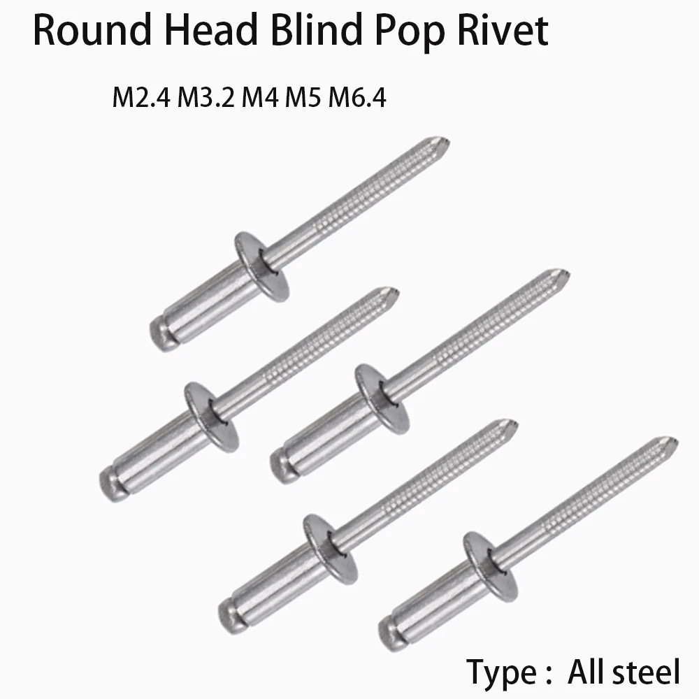 Weiyi M2.4 M3.2 M4 M5 M6.4 Runde Blindnieten SUS304 Edelstahl Auspuffnieten Zugnieten Befestigungselemente Länge 4/5/6/7/8/10-30mm – Detail 3