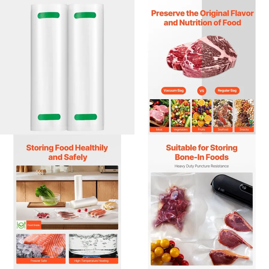 

Vacuum Sealer Bags 2 Rolls 11 In x 50 Ft NonBPA Food Grade Sealing Storage Bag